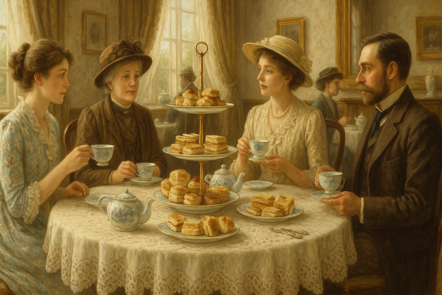 영국 차 문화를 표현한 일러스트 이미지