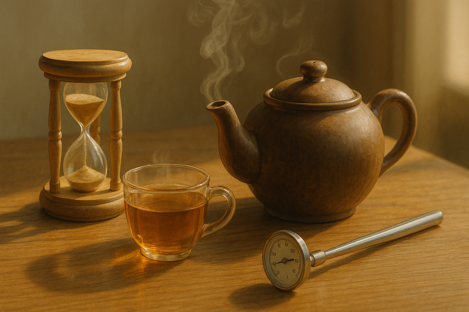 차를 우리는 온도와 시간의 중요성을 표현한 이미지 AI 생성 이미지