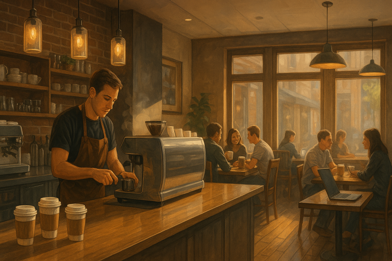 미국의 커피 문화를 표현한 AI 생성 이미지