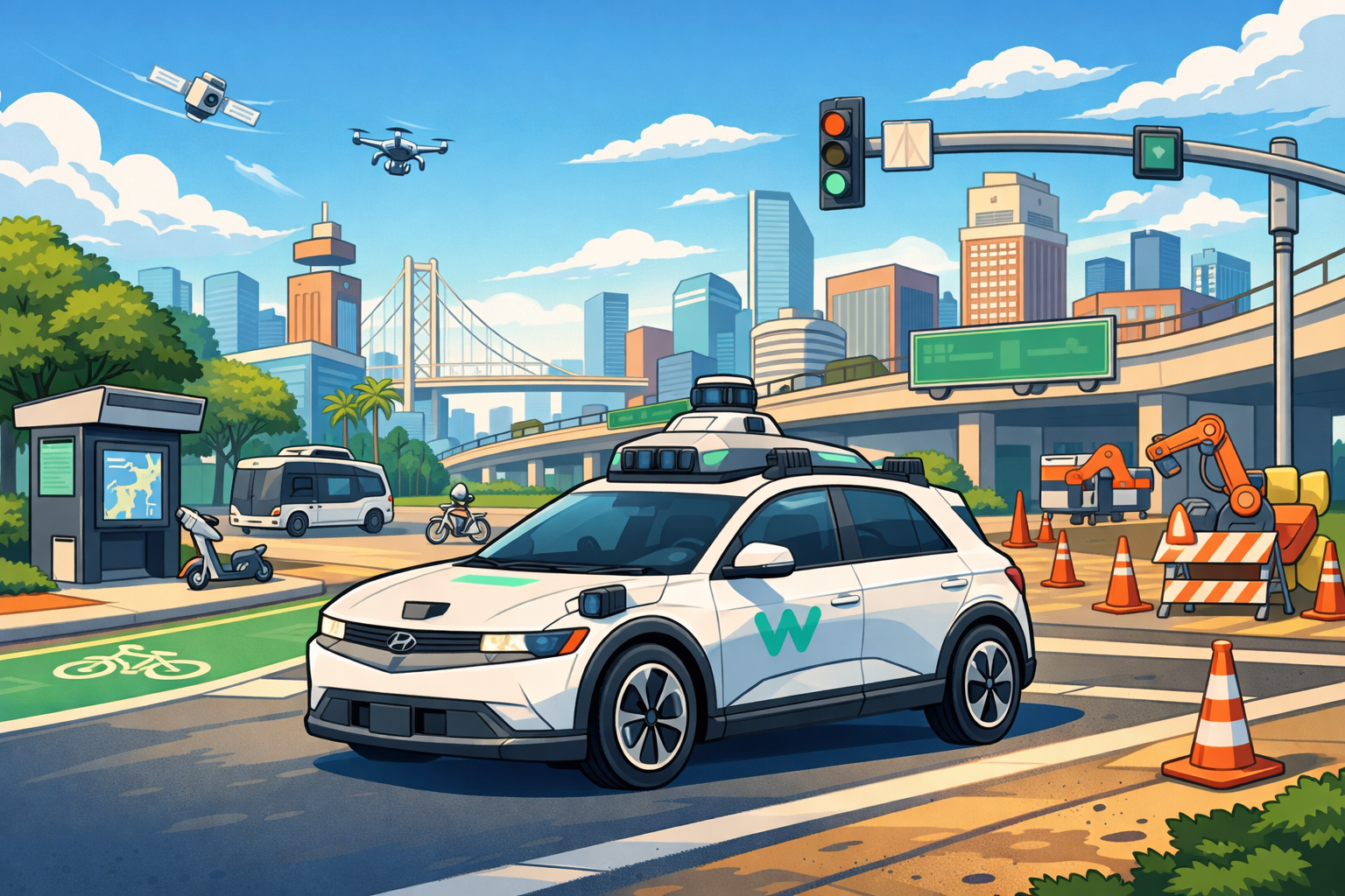 미국 샌프란시스코와 피닉스에서 상용화된 웨이모 자율주행 택시는 안정성과 편의성을 기반으로 시민들의 일상 이동 수단으로 자리 잡고 있다.